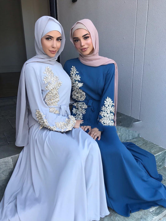 Women's Lace Beaded Loose Long Skirt Arabian Ladies Robe
