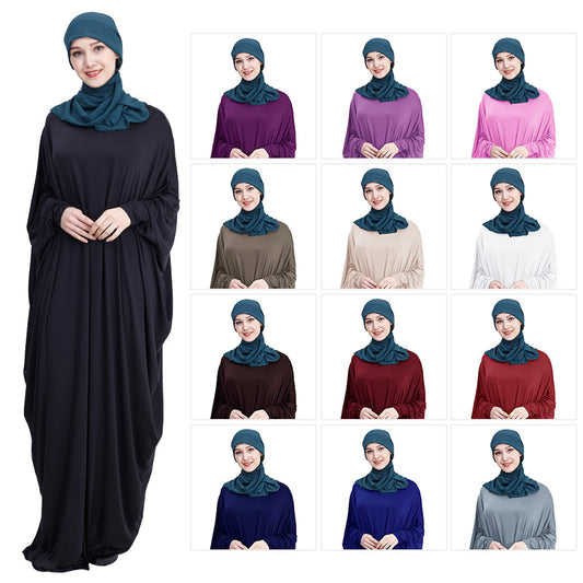 Arab Muslim Casual Clothing Multi-color Bat Sleeve Robe, Abaya
