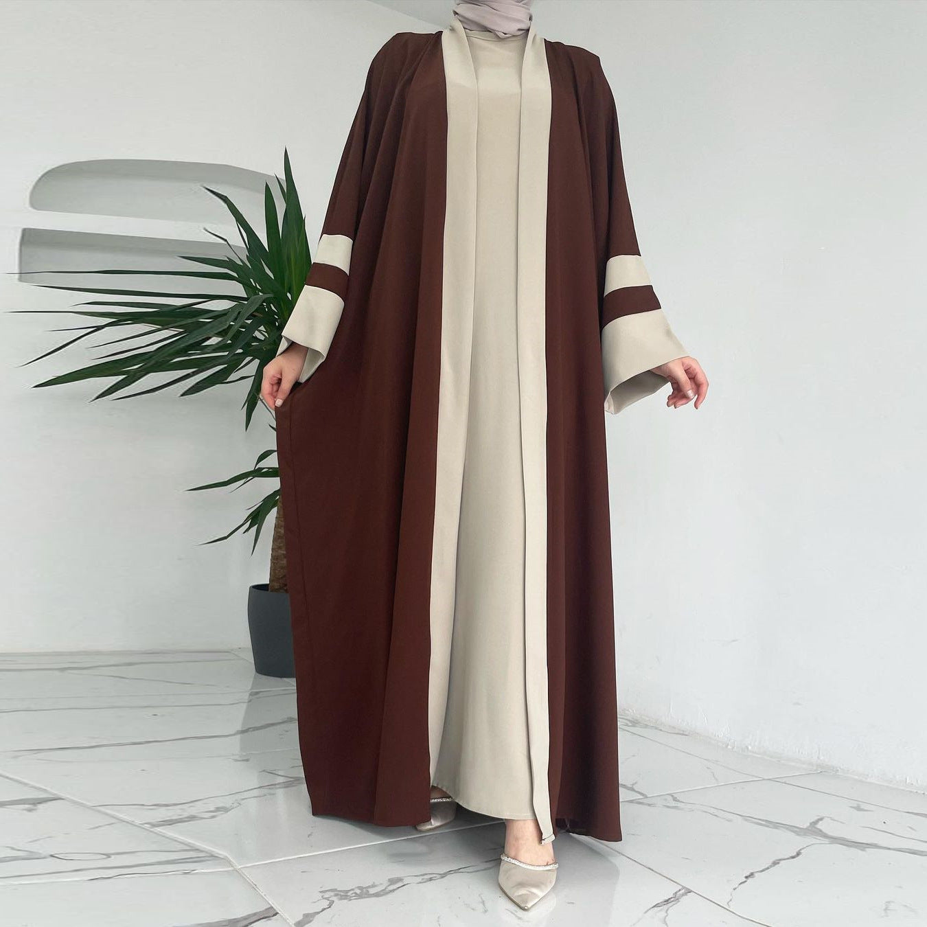 Women's Muslim Long Dress Abaya Two-piece Suit