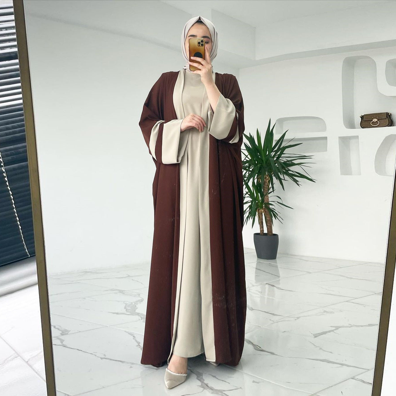 Women's Muslim Long Dress Abaya Two-piece Suit