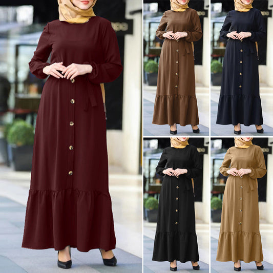 Women's Pullover Round Neck Muslim Dress