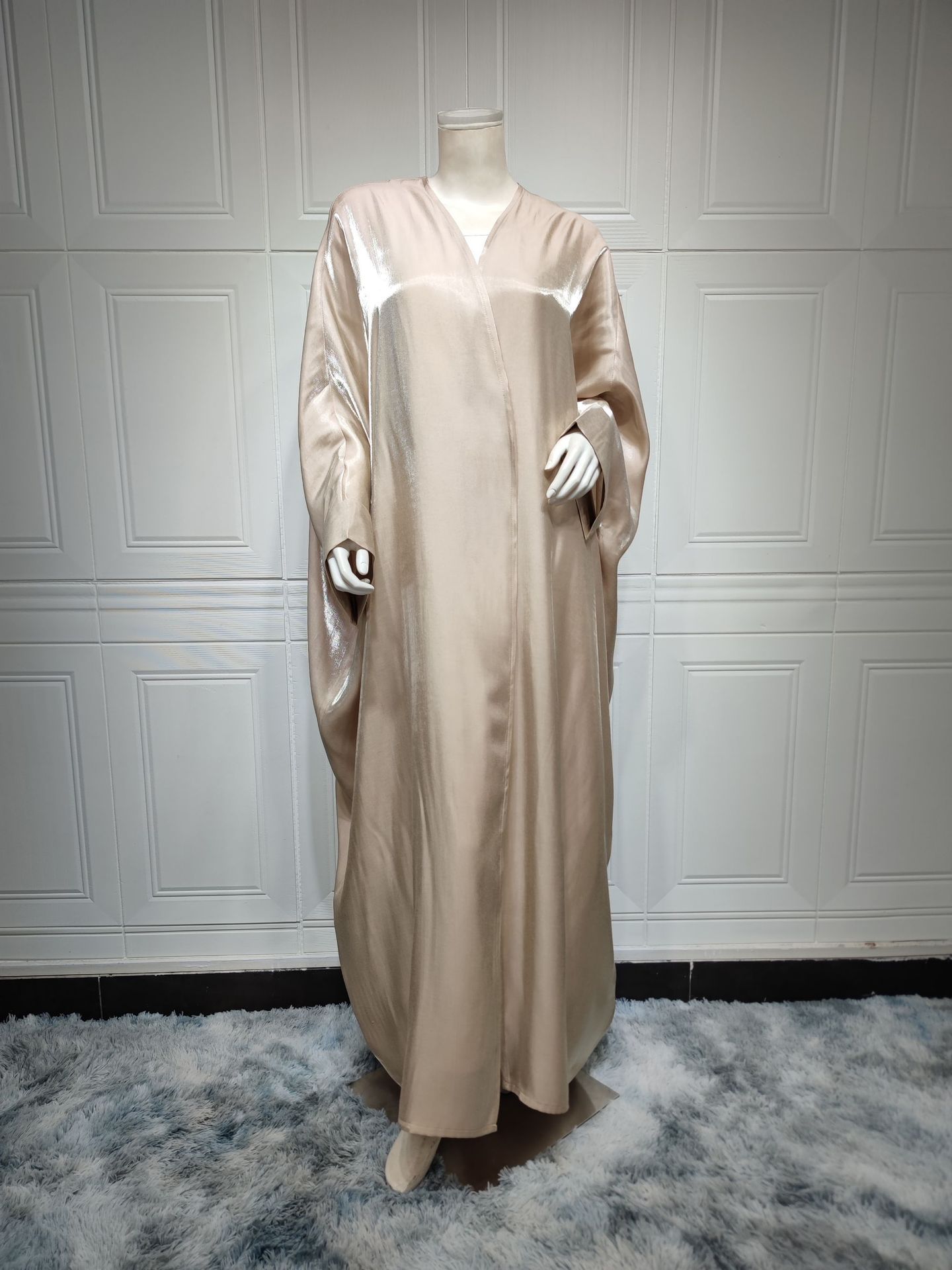 Middle East Muslim Fashion Bright Silk Satin Robe Women's Clothing