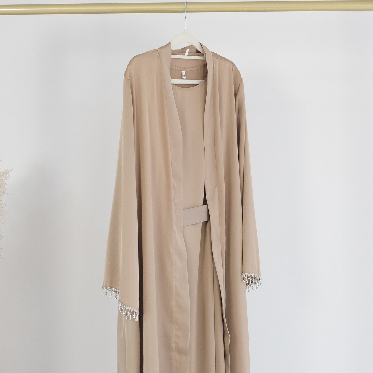 Dubai Spring Summer Daily Solid Color Beaded Dress Robe