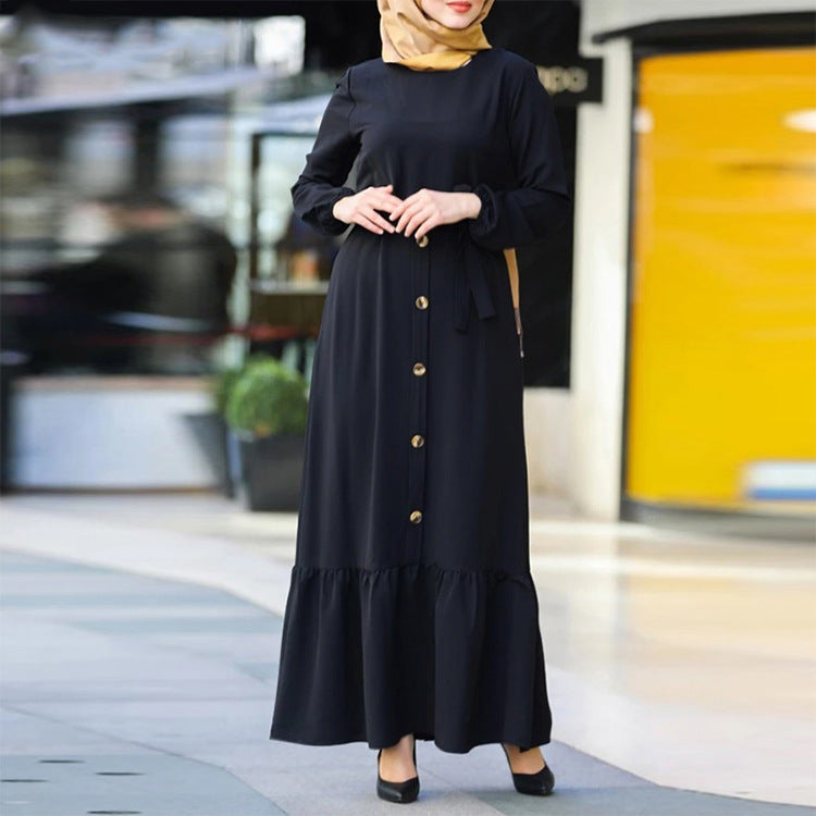 Women's Pullover Round Neck Muslim Dress